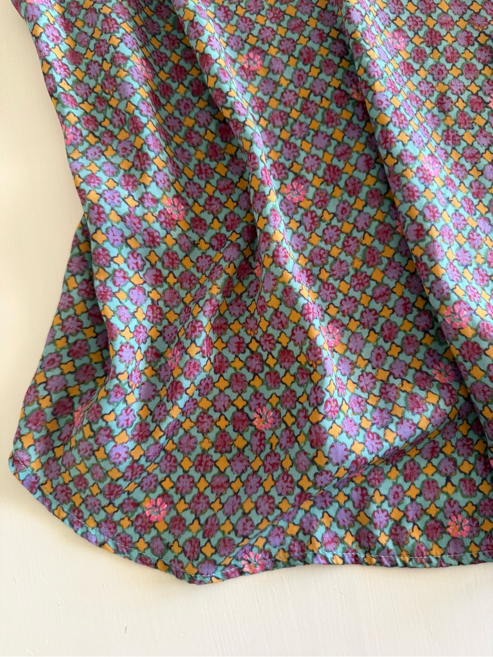 Anthropologie Floreat Purple Multi Floral Mosaic Print silky feel Cami tank top - Picture 3 of 7